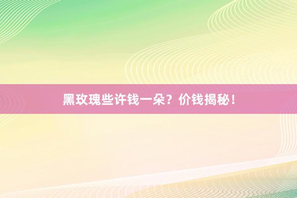 黑玫瑰些许钱一朵？价钱揭秘！